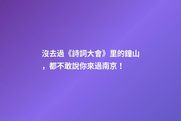 沒去過《詩詞大會》里的鐘山，都不敢說你來過南京！